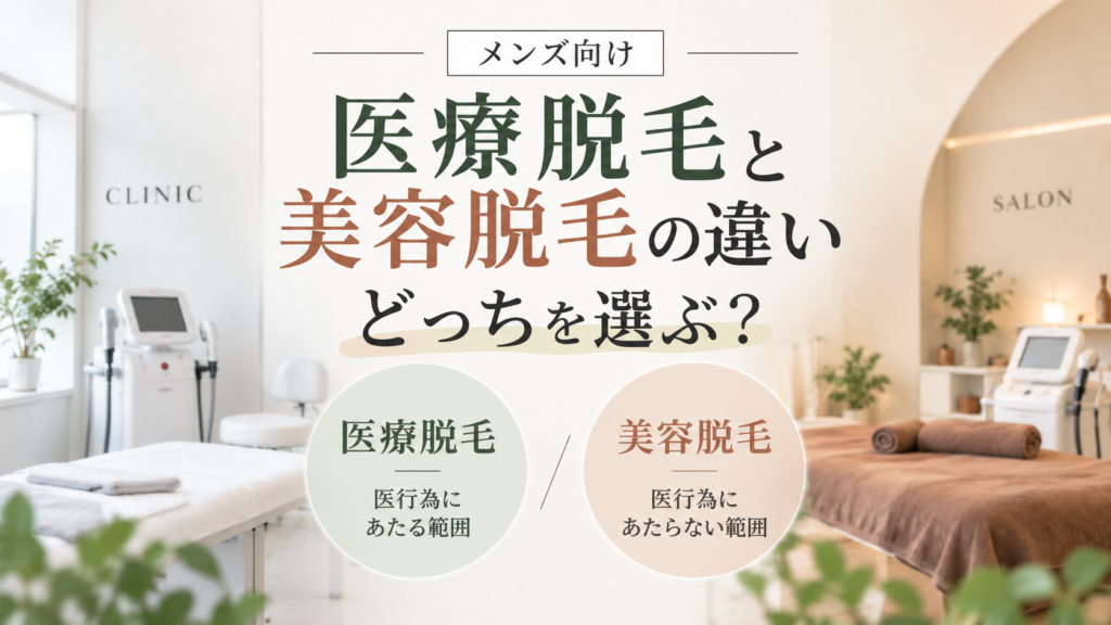 医療脱毛と美容脱毛の違いを、クリニックとサロンの背景で比較したアイキャッチ画像