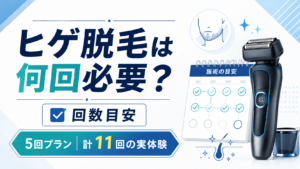 ヒゲ脱毛の回数目安と、5回プランから計11回受けた実体験を紹介する記事のアイキャッチ